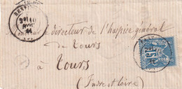 France Marcophilie - Département De L'Indre Et Loire - Restigné - Lettre Partielle Type Sage - 1877-1920: Semi-moderne Periode