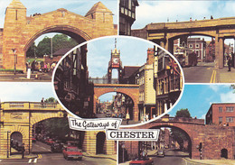 CHESTER GATEWAYS, CLOCK, CAR, PEOPLE, DIFFERENT VIEWS - Chester