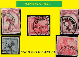 BANNINGVILLE BELGIAN CONGO / CONGO BELGE CANCEL STUDY [9] WITH COB 2 X 175 +131+ 2 X 126 [ 5 STAMPS ] - Errors & Oddities