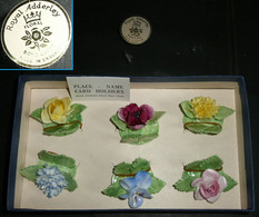 Rare Coffret De 6 Portes-carte Vintage Royal Adderley Bone China Barbotine Porcelaine - Adderley