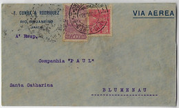 Brazil 1933 F. Cunha & Rodriguez Cover From Rio De Janeiro To Blumenau Condor Syndicate Stamp 200 Réis Airmail 500 Réis - Posta Aerea (società Private)