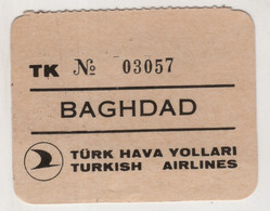 TURKISH AIRLINES BAGGAGE TAG ,BAGHDAD - Aufklebschilder Und Gepäckbeschriftung