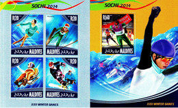 Olympische Spelen 2014 , Malediven - Blokken  Postfris - Invierno 2014: Sotchi