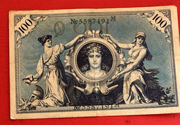 Reichsbanknote 100 Mark 7. Februar 1908 3 Stück Grüne Siegel Erhaltung Guter Zustand Rot -Billet Banque Allemagne-Bank - 100 Mark