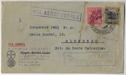 Brazil 1932 Commercial Cover From Rio De Janeiro To Blumenau Cancel Airplane & Via Aeropostale Definitive +airmail Stamp - Airmail (Private Companies)