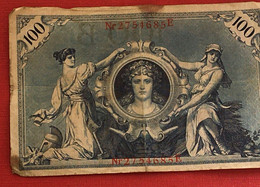 Reichsbanknote 100 Mark 7. Februar 1908 3 Stück Grüne Siegel Erhaltung Guter Zustand Rot -Billet Banque Allemagne-Bank - 100 Mark