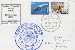AAT 2004 AAP Heard Isl; Exp. / Southern Supporter Sign. Master Ca Heard Island 24 FEB 2004 Card (XC159) - Lettres & Documents