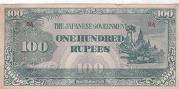 THE JAPANESE GOVERNMENT ONE HUNDRED RUPEES 1OO - Myanmar