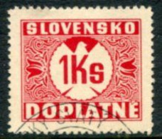 SLOVAKIA 1939 Postage Due  1 Kc Without Watermark  Used .  Michel Porto 8 - Gebruikt