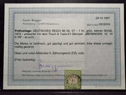 Deutsche Reich Mi-Nr. 7 FZL Thurn & Taxis K1 MEMMINGEN Befund Brugger BPP Selten - Oblitérés