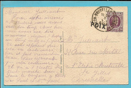 195 Op Kaart (St-Hubert) Treinstempel (ambulant) ARLON-BRUXELLES-BRUSSEL 2 Met Naamstempel (Griffe D'origine) PIOX - 1922-1927 Houyoux