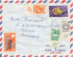 Israel Air Mail Cover Sent To Denmark 5-11-1963 Topic Stamps One Of The Stamps Is Missing A Corner - Poste Aérienne