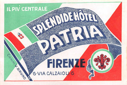 11951 "SPLENDIDE HOTEL PATRIA - FIRENZE" ETICHETTA ORIG. - Etiquettes D'hotels