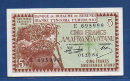 BURUNDI - P. 8 – 5 Francs 1964 XF/AU, Serie E 695999 - Burundi