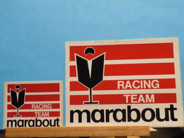 2 Autocollants Marabout Racing Team  (hors  Bob Morane ) H.Vernes - Marabout Junior