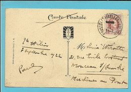 192 Op Kaart (Jemelle) Treinstempel (ambulant) BRUSSEL (BRUXELLES)-ARLON 2 - 1922-1927 Houyoux