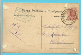192 Op Kaart (Villers-la-loue) Treinstempel (ambulant) ARLON-BRUXELLES (BRUSSEL) 2 + Blauwe !! Spoorwegstempel HOUDRIGNY - 1922-1927 Houyoux