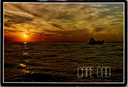 Massachusetts Cape Cod Sunset Over Sport Fishing Boat 1994 - Cape Cod