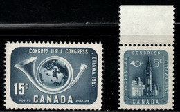 1727 - CANADA - 1957 - SC#: 371, 372 - MNH - UPU CONGRESS OTTAWA - Ongebruikt
