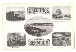 Greetings From Bermuda Dockyard Hamilton & Red Hole Pyramid Rock Ireland Island MORE BERMUDA LISTED REF 07 - Bermudes