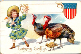 Thanksgiving With Young Girl And Turkeys 1911 - Giorno Del Ringraziamento