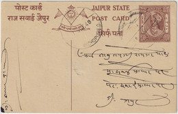 INDIA / JAIPUR STATE - 1948 - Used Postal Card - 1936-47  George VI