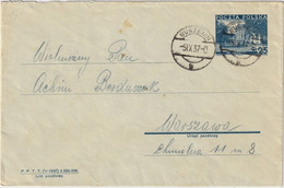 POLAND 1937 - Postal Envelope Mi.49 (3rd Issue V-1937) Used BURZENIN To WARSAW - Storia Postale