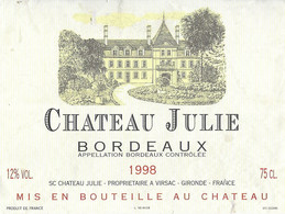 CHATEAU JULIE BORDEAUX 1998 - A VIRSAC GIRONDE, VOIR LE SCANNER - Châteaux