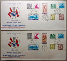 INDIA 1968 ICC OVERPRINTED COMPLETE SET OF 2 F.P.O CANCELLED COVERS & INFORMATION BROCHURE, VIETNAM, LAOS, CAMBODIA - Franchise Militaire