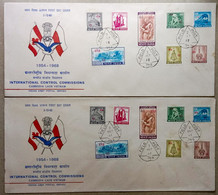 INDIA 1968 ICC OVERPRINTED COMPLETE SET OF 2 F.P.O CANCELLED COVERS & INFORMATION BROCHURE, VIETNAM, LAOS, CAMBODIA - Military Service Stamp