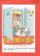 CHAT Petit Dejeuner Cp Illustrée Par BARBEROUSSE            Format 15 Cm X 10.5 Cm - Barberousse