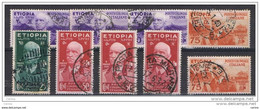 ETIOPIA:  1936  VITTORIO  EMAN. III°  -  9  VAL. RIPETUTI  US. -  SASS. 2//6 - Etiopía