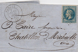 G.C.2921 PONCIN;sur 29 B,L.A.C. Du 10/9/69 Pour CHATILLON De MICHAILLE. - 1863-1870 Napoleon III With Laurels