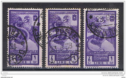 A.O.I.:  1938  P.A. AQUILA  -  £. 1  VIOLETTO  US. -  RIPETUTO  3  VOLTE  -  SASS. A 15 - Afrique Orientale Italienne