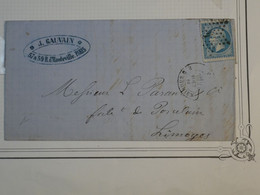 BO7 FRANCE  LETTRE  1861 ETOILE DE PARIS N° 4  A LIMOGES  +N° 22+  +AFFRANCH. INTERESSANT++ - 1862 Napoleone III