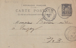 France Marcophilie - Département De L'Indre Et Loire - Souvigné - Entier Type Sage - 1877-1920: Semi Modern Period