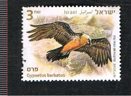 ISRAELE (ISRAEL)  - SG 2209   - 2013 BIRDS OF PREY: GYPAETUS BARBATUS  - USED° WITH LIGHT DEFECT IN PERFORATION - Used Stamps (without Tabs)