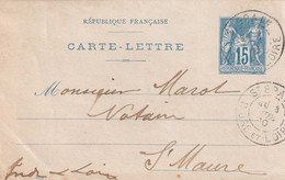 France Marcophilie - Département De L'Indre Et Loire - St Epain - Entier Type Sage - 1877-1920: Semi-moderne Periode