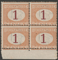 1870 Segnatasse 1 C. Quartina Sass 3 Bdf MNH** - Taxe