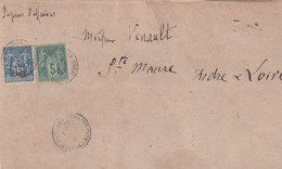 France Marcophilie - Département De L'Indre Et Loire - Ste Maure De Touraine - Lettre Type Sage - 1877-1920: Semi Modern Period