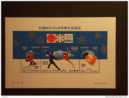 Japan Japon Nippon 1972 Jeux Olympique D'hiver Sapporo O.S Bobsleigh Descente Patinage Yv BF 70 MNH ** - Blocchi & Foglietti