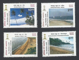 INDIA 1997 Beaches Of India "Indipex International Stamp Exhibition" 4v Set MNH As Per Scan - Gebruikt