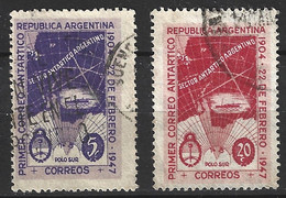 ARGENTINE. N°485-6 Oblitérés De 1947. Courrier Antarctique Argentin. - Sonstige & Ohne Zuordnung