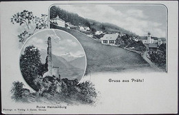 Gruss Aus PRÄZ (Cazis) Ruine Heinzenburg Phot. J. Guler Thusis Gel.1907 N. Mühlehorn - Thusis