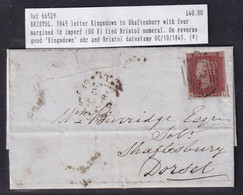 Victoria 1p Imperf (SG 8) On 1845 Letter From Kingsdown To Shaftesbury - Storia Postale