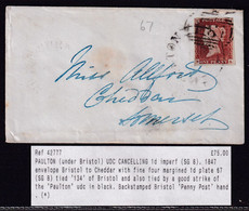 Victoria 1p Imperf (SG 8) With Paulton 1847 On Cover With Penny Post Handstamp - Cartas & Documentos