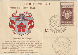 France Carte Maximum 1944 Journée Timbre 668 Les Riceys - 1940-1949