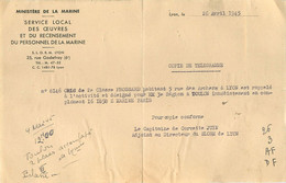Ministere De La Marine Lyon - Mobilisation De 1945 (rappel) - André Frossard Académicien Ecrivain Résistant WW2 Judaica - Historical Documents