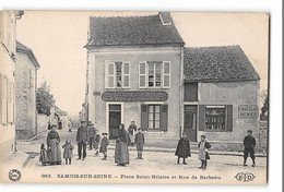 CPA 77 Samois Sur Seine Place St Hilaire Et Rue Barbeau - Samois