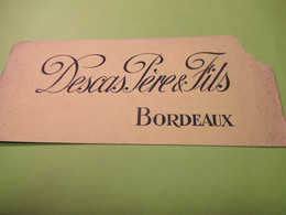 Buvard Ancien /Vins//DESCAS Pére & Fils BORDEAUX /Négociant De Vins De Bordeaux//Vers 1920-50        BUV593 - Droguerías